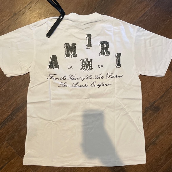 AMIRI White Graphic Tee with Black Lettering - Picture 1 of 3